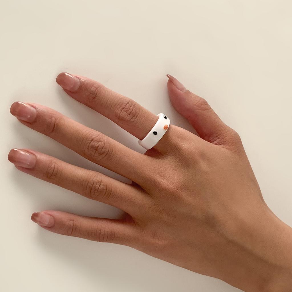 Anel feminino de resina doce e legal com tendência de animal sapo, joia simples tridimensional colorida, joia