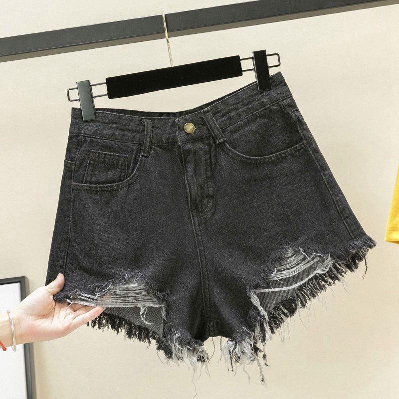 Dames Grote Maten Koreaanse Stijl Gescheurde Denim A-lijn Shorts