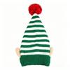 Knitted Christmas Elf Hat with Ears Soft Pom Pom Warm Windproof for Winter Outdoor Xmas Cosplay Party Activities