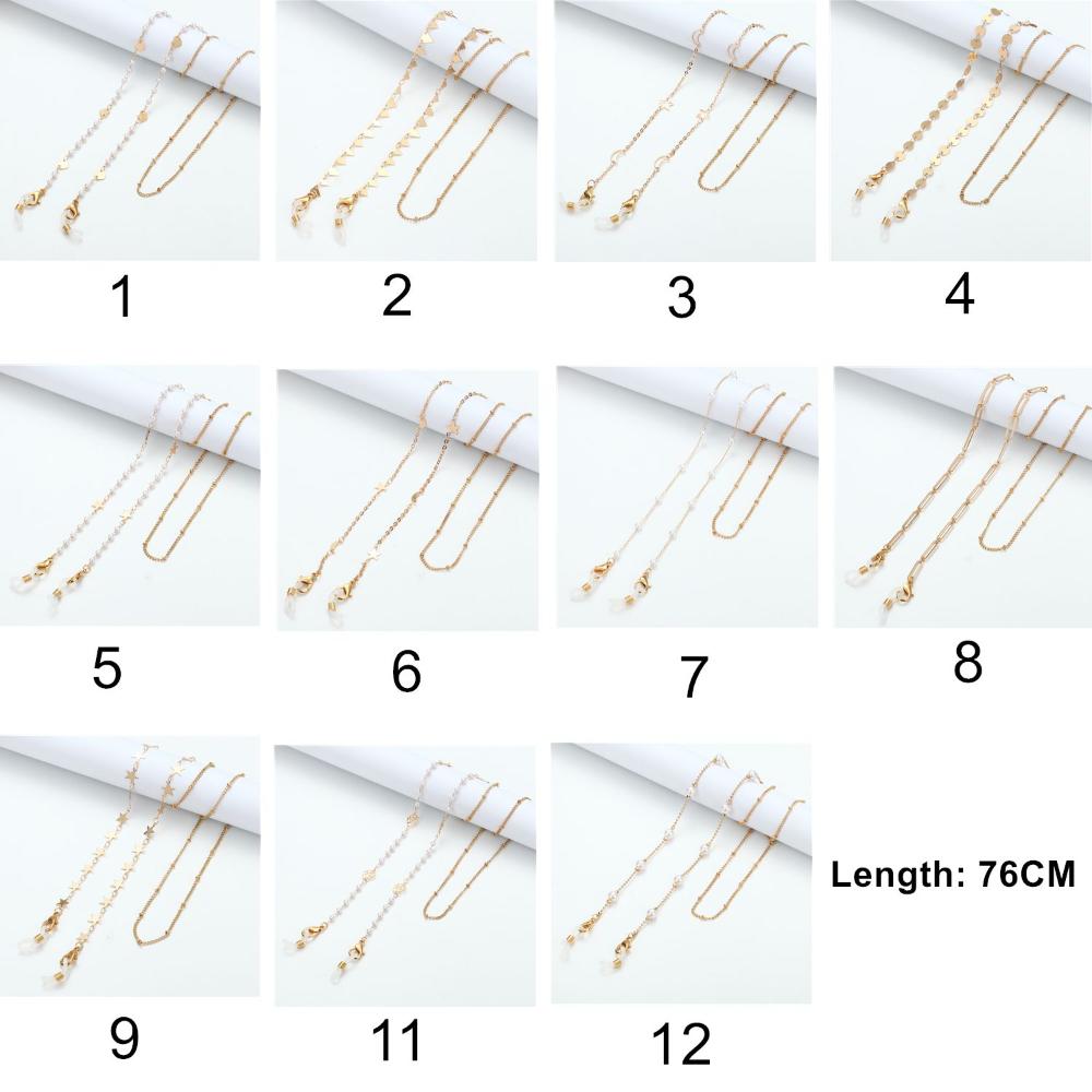 Bohemian Lanyard Metal Eyeglass Cord Pearl Glasses Chain Sunglasses Chain Mask Holder Mask Chain