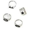 High-End Eco-Friendly Hip Hop Star Ring Set: 4-Piece Trendy European & American Men's Personalized Rings
