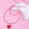 Red Heart Pendant Leather Choker: European-American Crystal Necklace