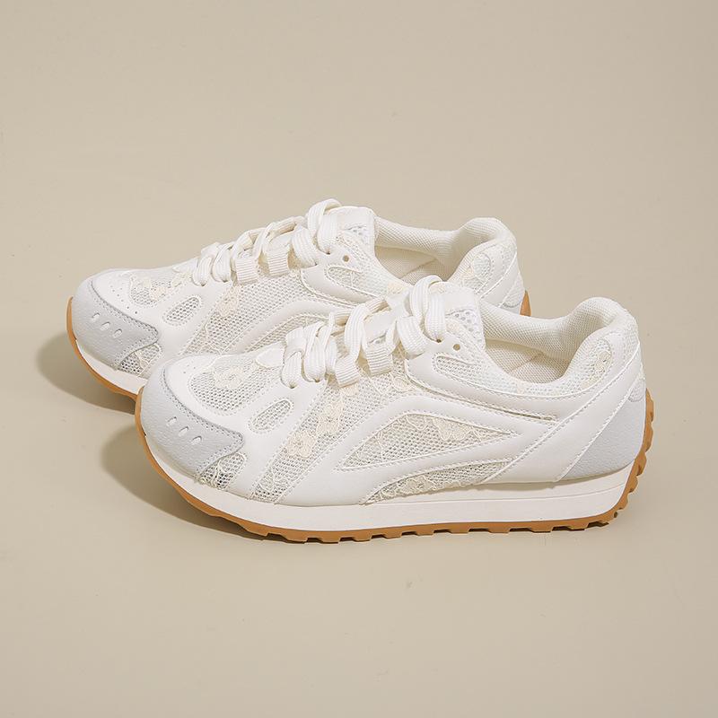 

Fashion Women Shoes 2025 Spring Autumn New Fashion Comfort Height Increase Casual Shoes Breathable Mesh Lace Non Slip Platform Sneakers 40 серый