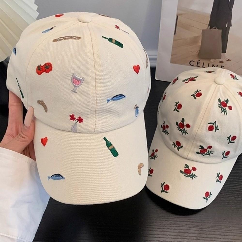 Breathable Embroidered Baseball Cap Sunshade Sun Hat Retro Sun Protection Cap Women