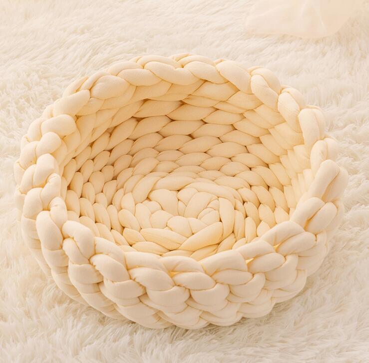 

3 см толщиной новое ручное плетение гнездо для домашних животных, наполненное пряжей, полоска ткани для кошек, гнездо для собак M 40cm*13cm