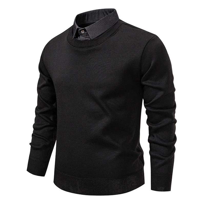 Autumn Winter Men Vintage Fleece Sweaters Men Polo Collar Pullover Men Casual Thick Sweater Men Knitwear Korean Bottomed Shirt