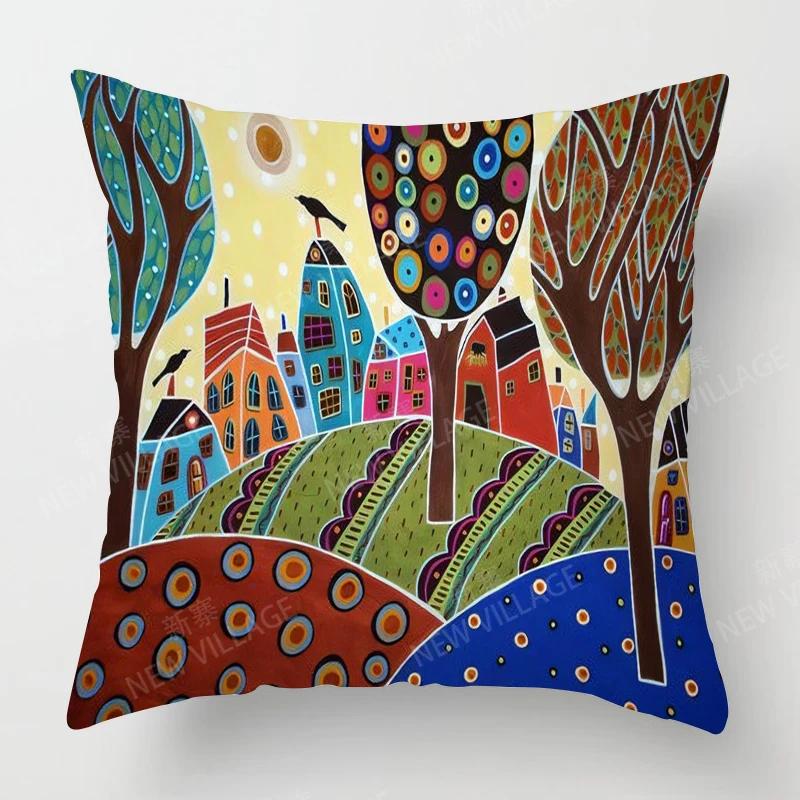 Home Living Room Decoration Cushion Covers Vintage Oil Painting Style Throw Pillow Cover45*45 Pillowcase 40x40cm 50x50 45x45
