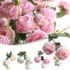 Rose Peony Artificial Flower 3 Heads Plastic for Wedding Office Living Decor
