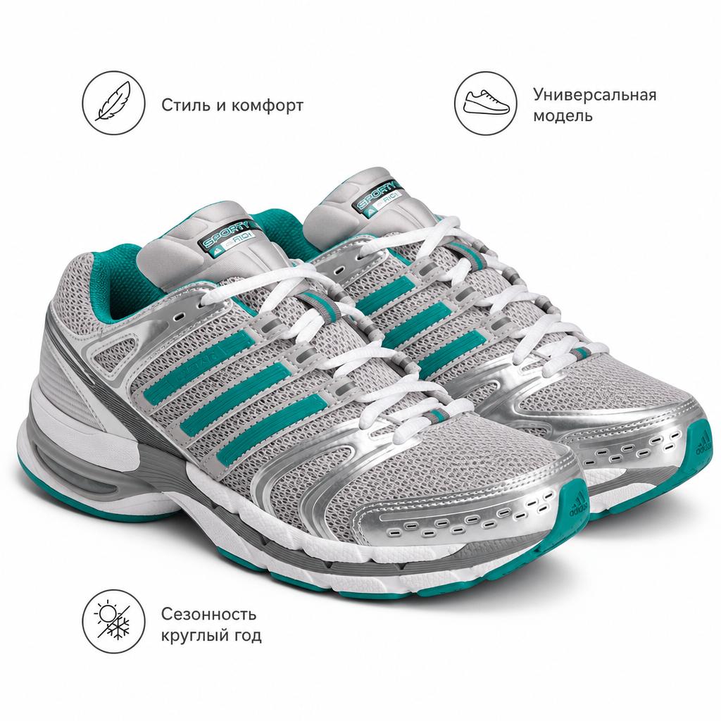 Sporty & Rich x adidas Adistar Control 5 Silber Rein Türkis Unisex Sneaker Grau-Zwei IH9708