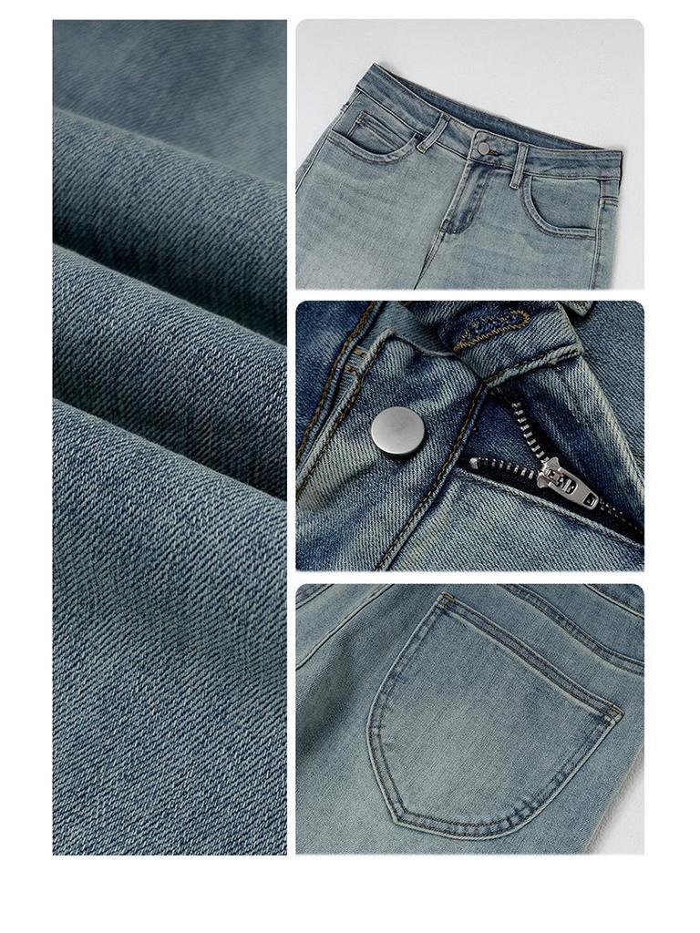 Women's Light Blue Micro-Flared Low-Waist Jeans: New for Spring & Autumn 2025, Slim Fit, Elastic, Spicy Girl Style