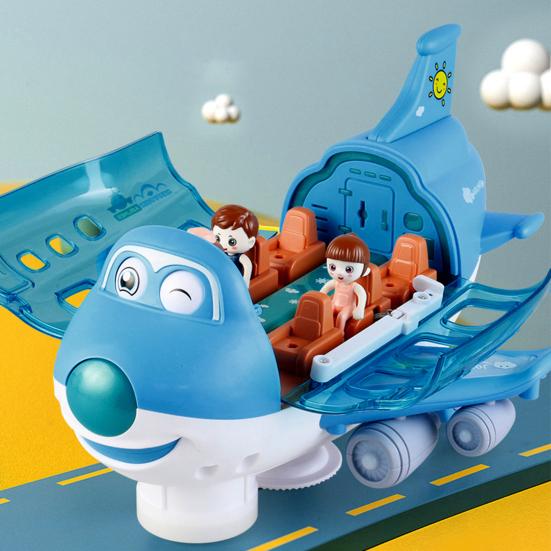 Jucărie de avion electrică cu lumină muzicală, rotație de 360 ​​de grade, evitarea obstacolelor inteligente, avion cascadorie pentru copii