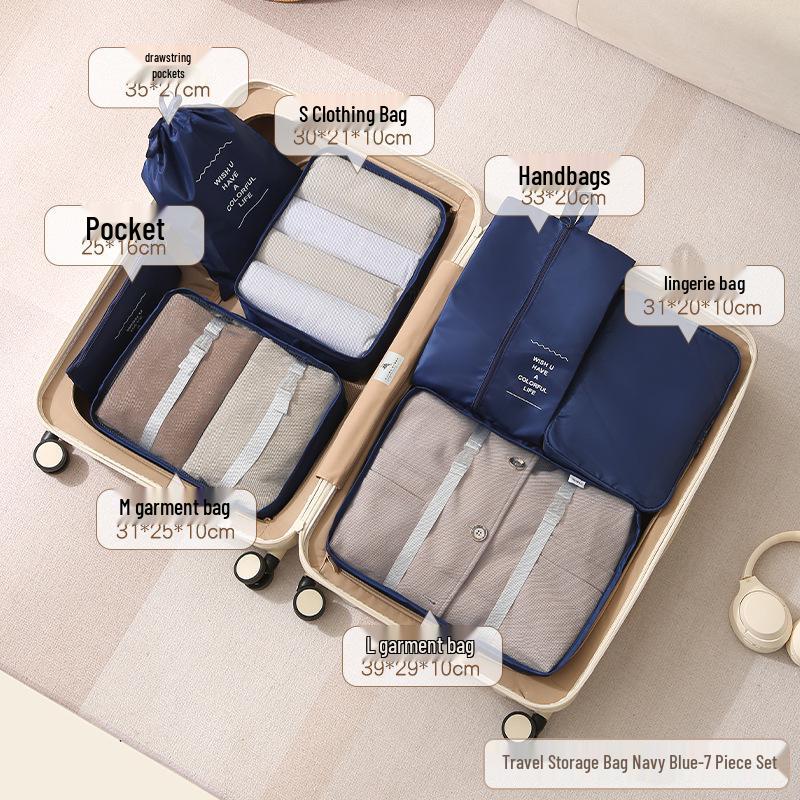 Seven-Piece Travel Storage & Packing Cube Set for Clothes