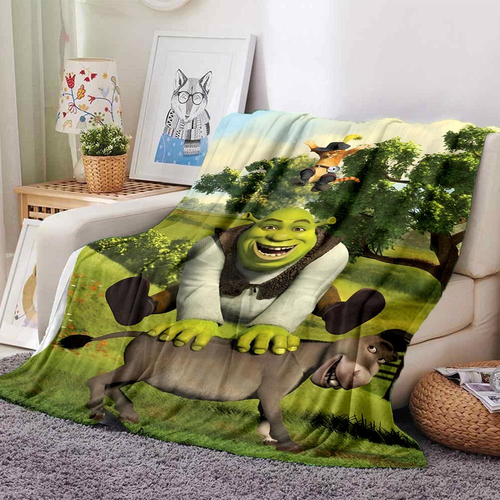 Shrek Theme Printed Blanket - Perfect for Couch, Bed, Travel & Outdoor Use | Machine Washable, Cozy & Durable.