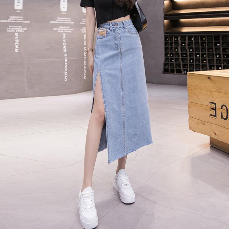 

Women s High Waist A-Line Vintage Denim Midi Skirt with Side Slit - Summer 2025 Collection XXL (63-68 kg)