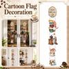 Bandeira Pendurada Tema Café Gnomo de Desenho Animado para Decoração de Parede de Cozinha Guirlanda de Tecido com Padrão de Xícara e Moedor para Decoração de Casa, Café, Loja
