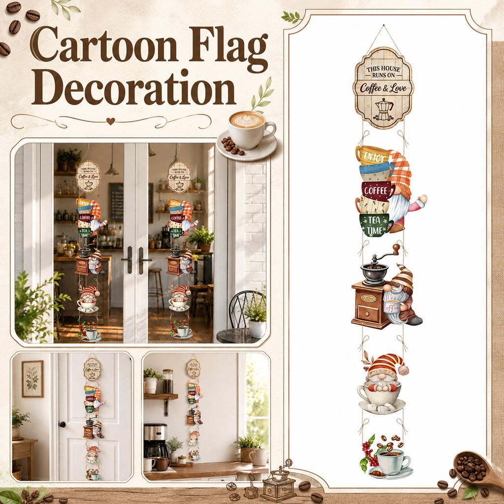 Decoração de Café de Gnomo, Bandeirinhas Penduradas para Festa para Decoração de Casa, Cozinha, Loja