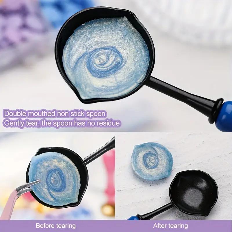 1 Stück Antihaft Wachssiegel Löffel für Siegelwachsstempel Doppelausguss Siegelwachs Löffel mit Holzgriff