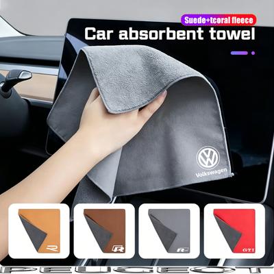 Microfiber Car Towel Super Absorbency Cleaning Care Cloth For VW GTI Polo Golf Passat MK6 MK7 Jetta Tiguan CC Taigo T-ROC HubCap Q444