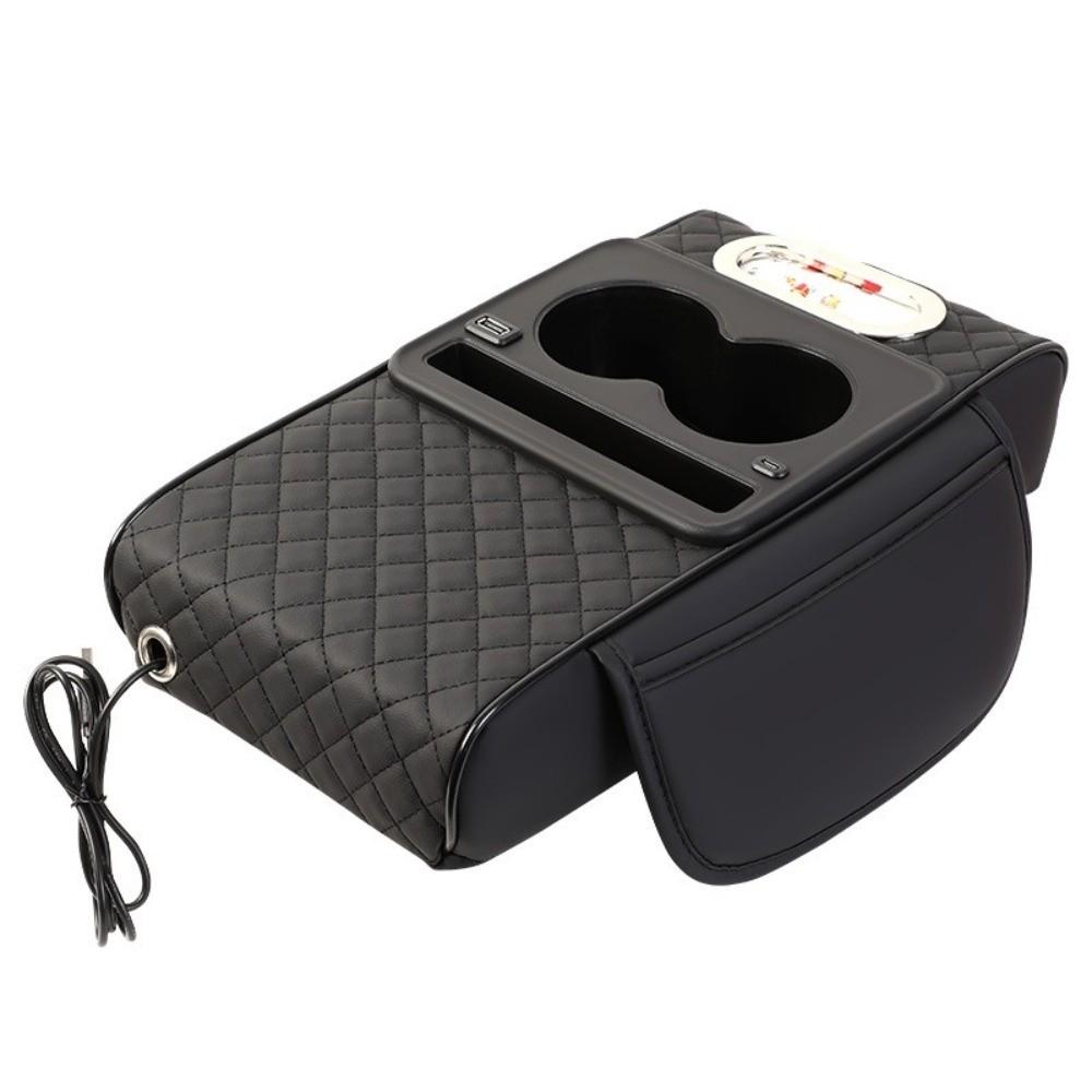 PU Leather Center Console Armrest Cushion Portable Car Armrest Pillow Storage Box  Universal