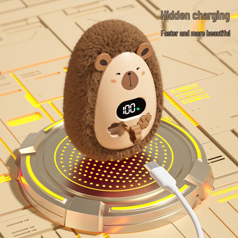 USB-wiederaufladbarer Cartoon-Handwärmer - Niedliches Plüschtier, Digitalanzeige, Tragbares Mini-Wintergeschenk für Babys & Mädchen