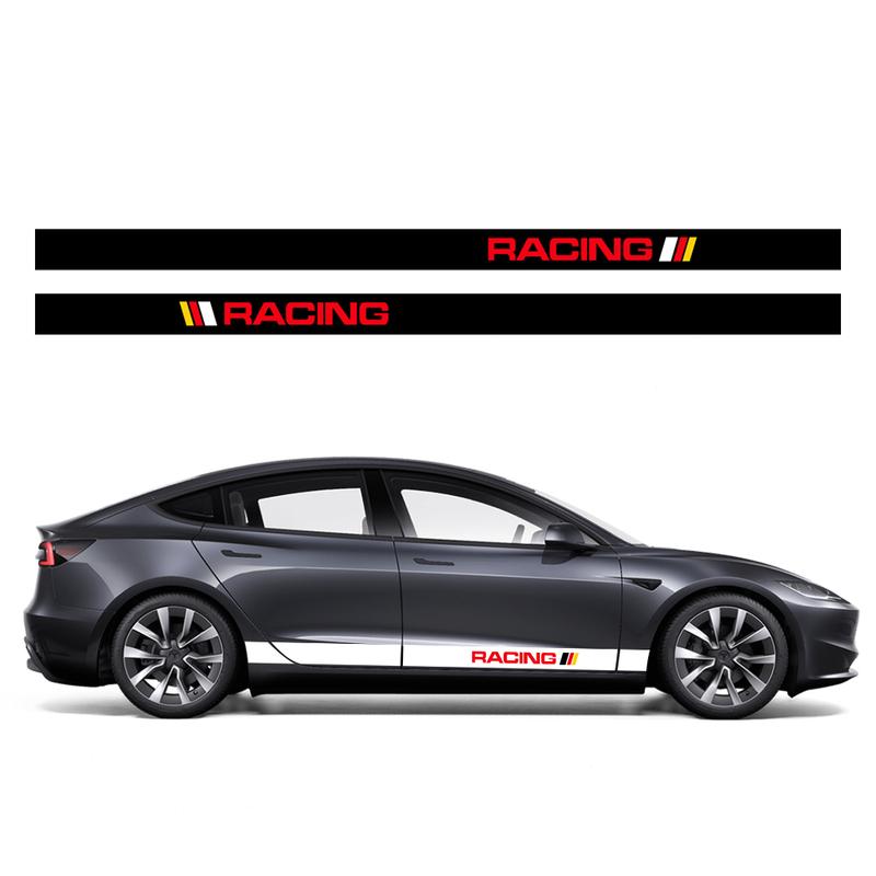 2PCS Car Door Racing Stripe Sticker Vinyl Decor Auto Exterior Decal Decor Tuning Accessories For Tesla Model 3 Y S X 2016-2024