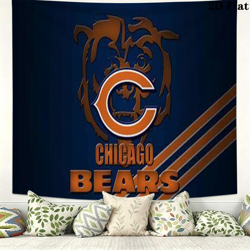 Chicago Bears Wall Tapestry Aesthetic Wall Hanging Printed Fabric Blanket Decorative Tapestries for Bedroom Living Room Home Decor