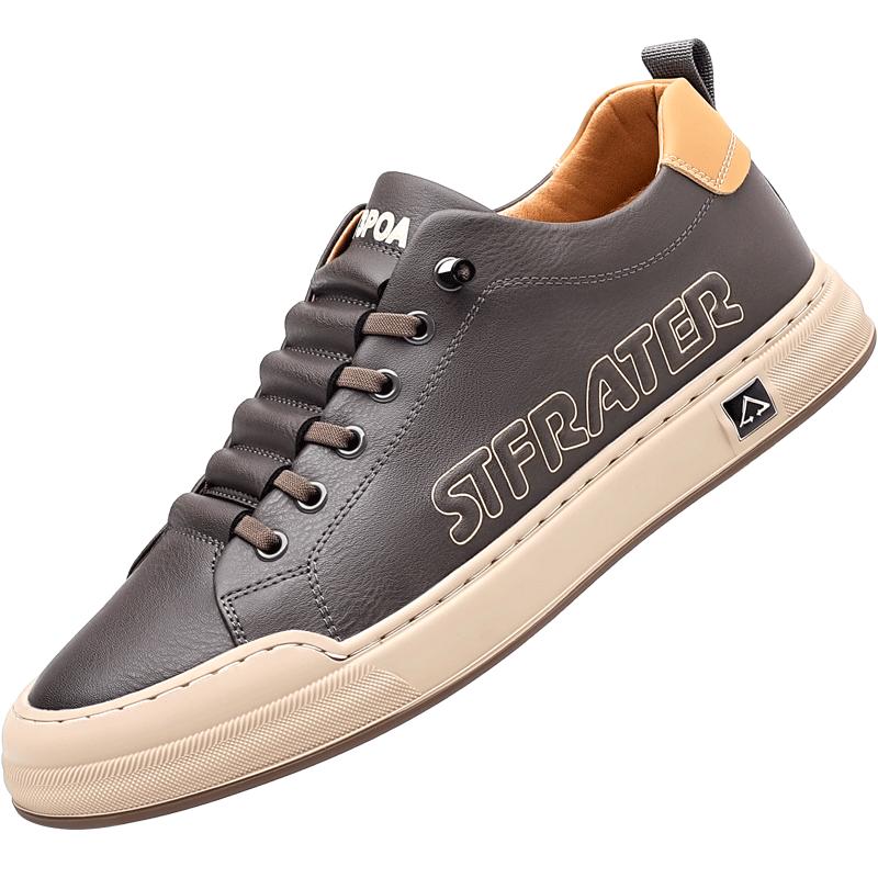 

Дизайнерский бренд Мужские Оксфорды Вулканизированная обувь Противоскользящая Износостойкая Роскошная кожа Повседневная обувь Уличная Шнуровка Кроссовки для бега 44 серый