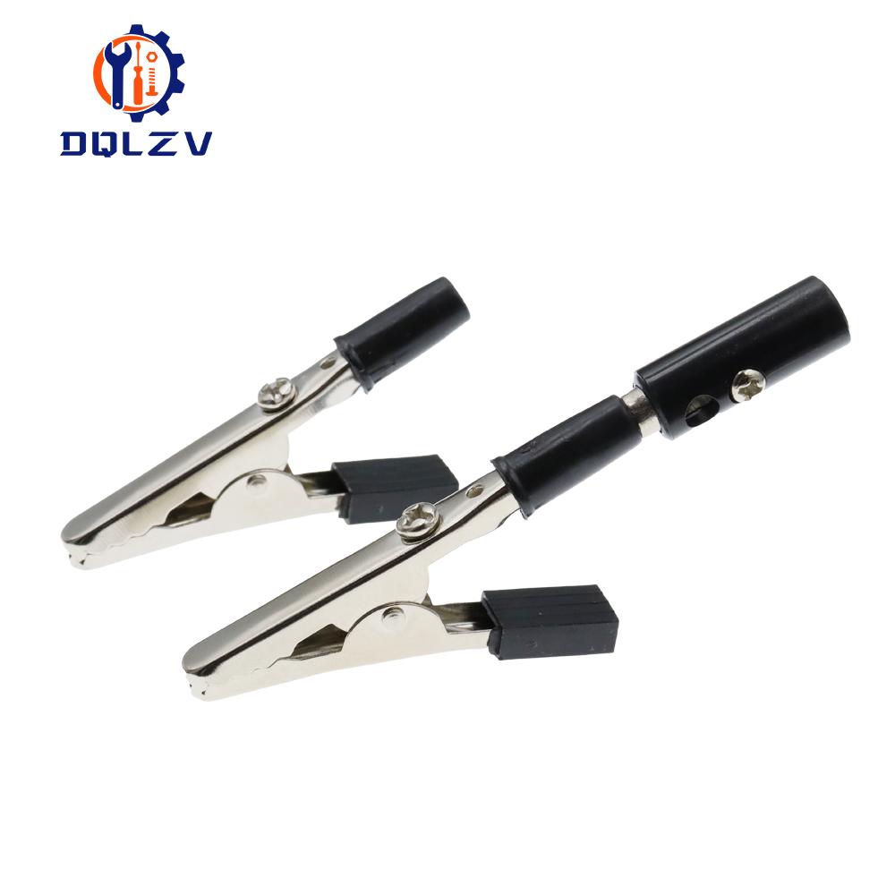 10PCS 50mm Plastic Handle Test Probe Metal Alligator Clips Connector Connect Socket Plug for Battery 4MM Banana Plug