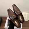 Vintage Small Square Toe Soft Leather Comfortable Low Heel Shoes Women's All-match 1 Slip-on Lefu British Leather Shoes
