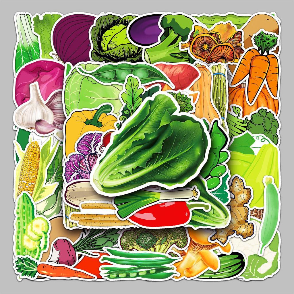 50 Waterproof Vegetable-Themed Stickers: Perfect for Decorating Luggage, Scooters, Computers, Tablets, and Water Bottles