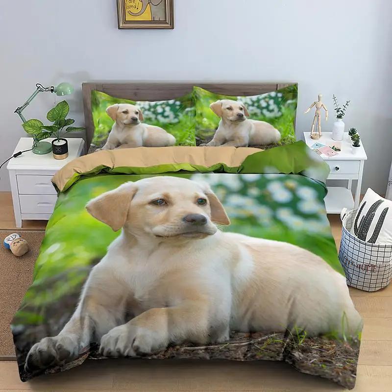 Dog Soft Duvet Cover Set Golden Retriever Quen Sized Dimensions Beding Set for Young Boys Young Girls Microfiber 3D Pet Themed Animal Funy Dog