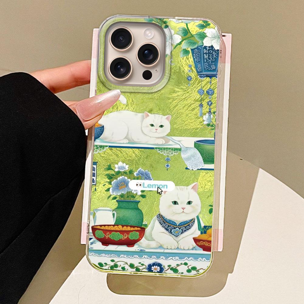 

Lucky Cat Vortex Texture Women Girls Phone Case for iphone 16 15 14 7 8 Plus 13 11 12 Pro Max X XS XR SE 2022 16e TPU Bags Cover iPhone 16 білий