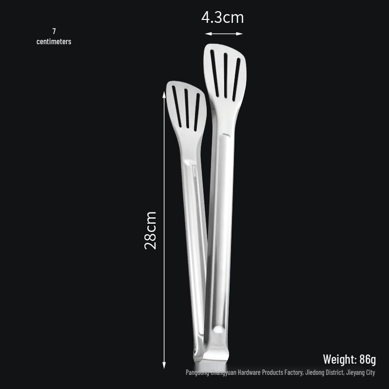 Stainless Steel Silicone Anti-Scald Food Tongs for Baking, Bread, Meat, Buffet, Three-Line Design