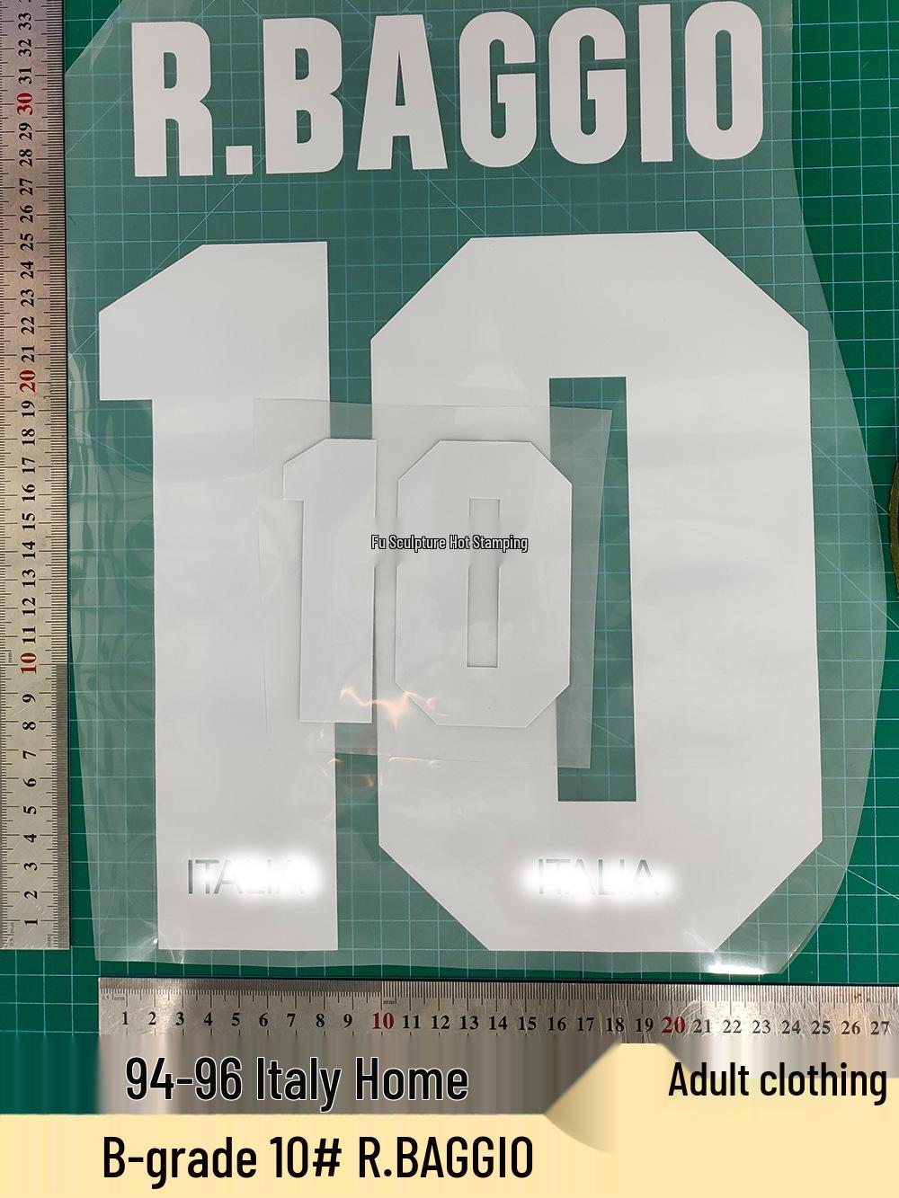 

Italy 94-96 Home Jersey B Grade 10# R. Baggio Adult Heat Transfer Number & Letter Set