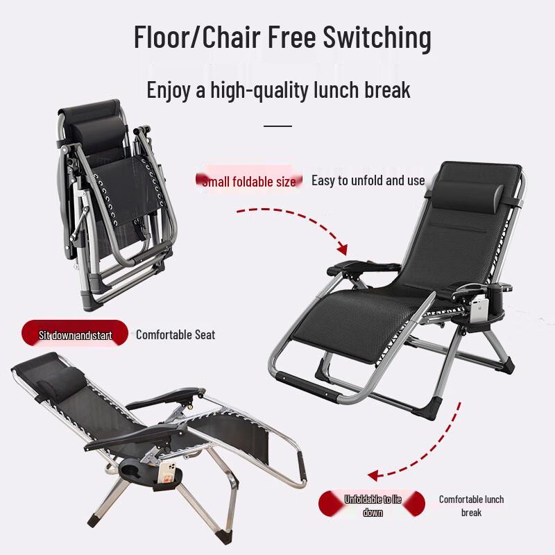 Foldable Metal Recliner with Cup Holder