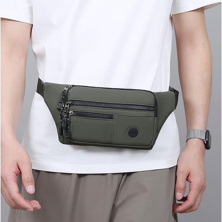 Men’s Waist Bag Large Capacity Crossbody Chest Bag Multi Pocket Nylon Sling Pack Casual Travel Belt Bag