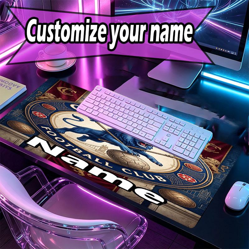 Custom Name Personalized Chelsea Football Club Pattern Mousepad, Laptop PC Desk Mat, Decorative Desk Mat for Home Keyboard Pad Gift