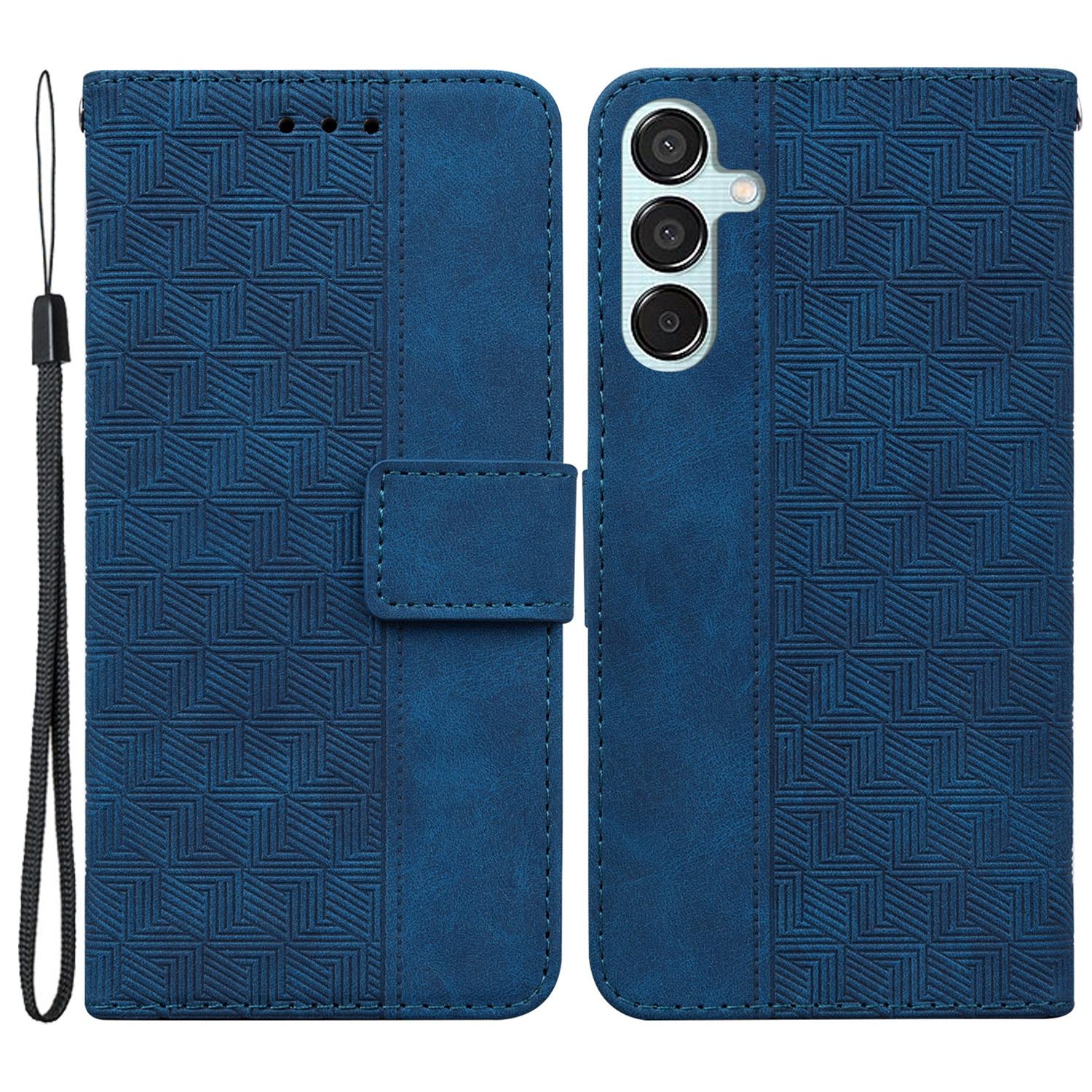 

For Samsung Galaxy M15 5G/F15 5G Case PU Leather Geometry Flip Wallet Phone Cover Blue