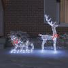 Reindeer Pull Sled Cold White 70 X 26 X 130 Cm Acrylic