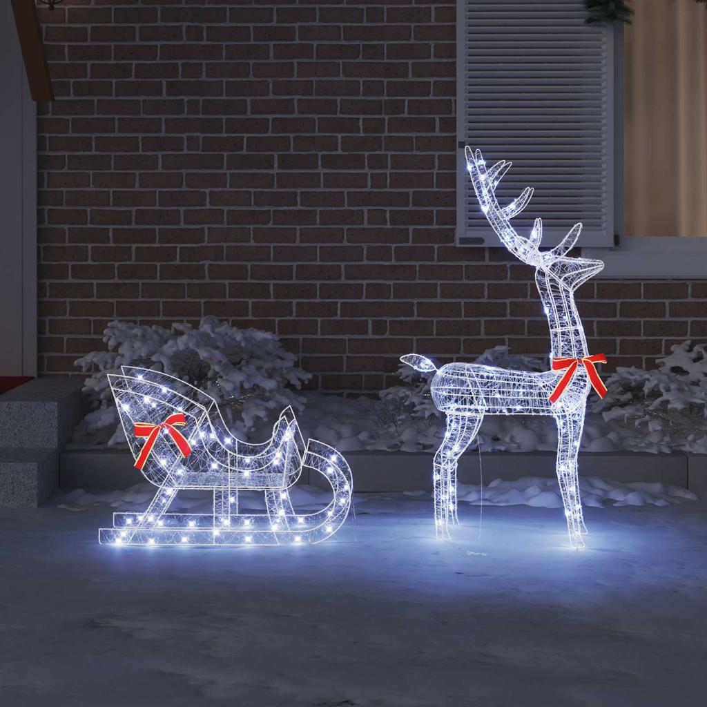 Reindeer Pull Sled Cold White 70 X 26 X 130 Cm Acrylic