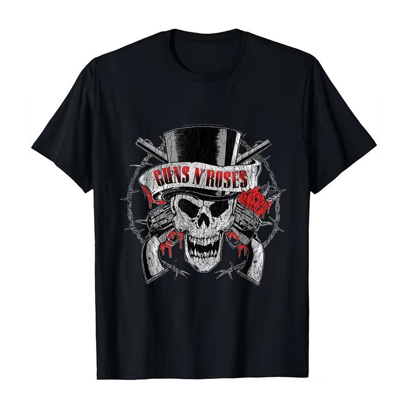 2025 Nowy Guns N 'Roses Rock Punk Amerykański Oversize High Street Męski i Damski Letni Bawełniany Amerykański Wygodny T-shirt
