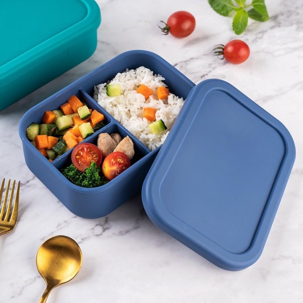 700/1300ml 3 Gird Lunch Box Divided Leakproof Baby Food Container BPA Free Silicone Microwave Oven Lunch Box Office Worker