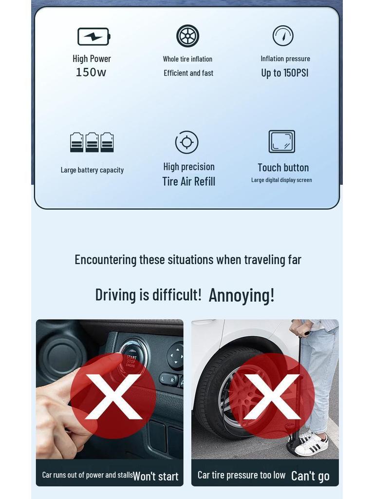 Multifunctional Car Jump Starter & Air Pump Emergency Kit