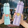 1PC Multicolor Pastel Small Hearts Print 750ml Color Plastic Sports Water Bottle Leakproof Flip Straw Lid Suitable for Sports Office Home Use