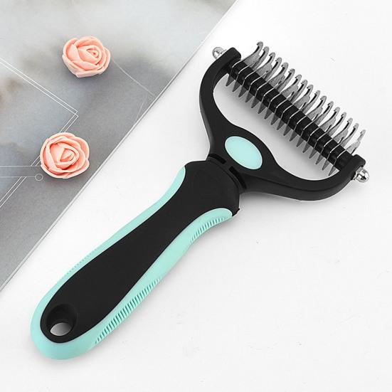 Pet Deshedding Brush Double-Sided Undercoat Rake for Dogs Cats Extra Wide Pet Shedding And Dematting Comb for Grooming
