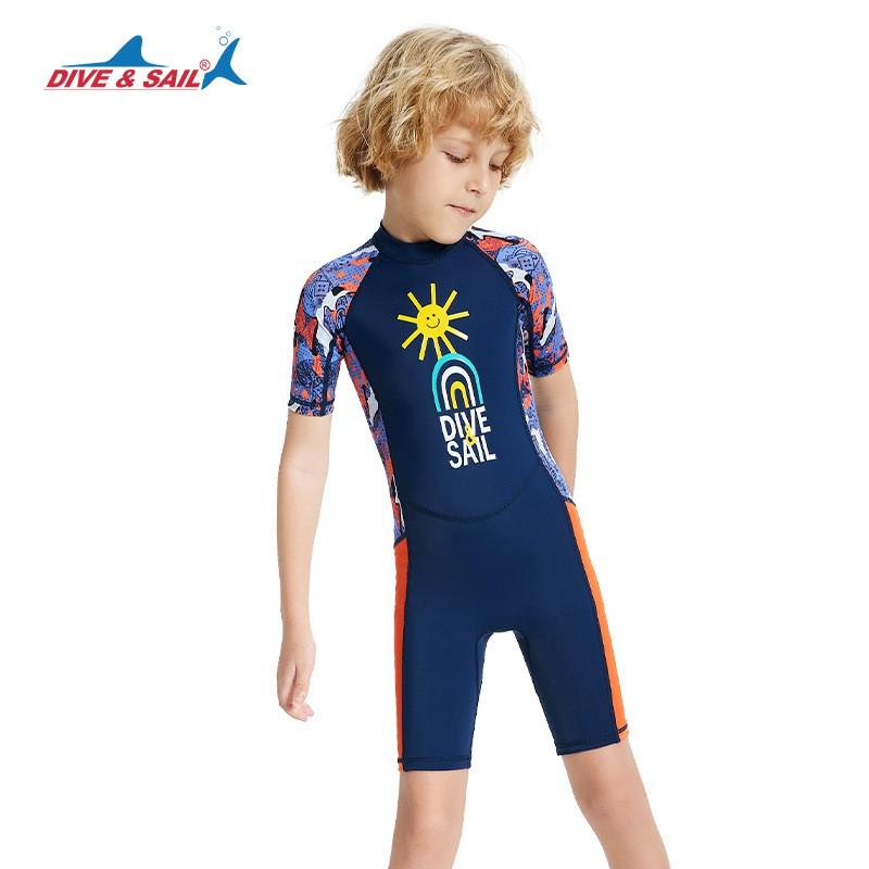 Kinderbadeanzug Jungen 'Einteiler Kurzarm Shorts Sonnenschutz Schnelltrocknend Mittel Alt Schwimmtraining Heiße Kleidung