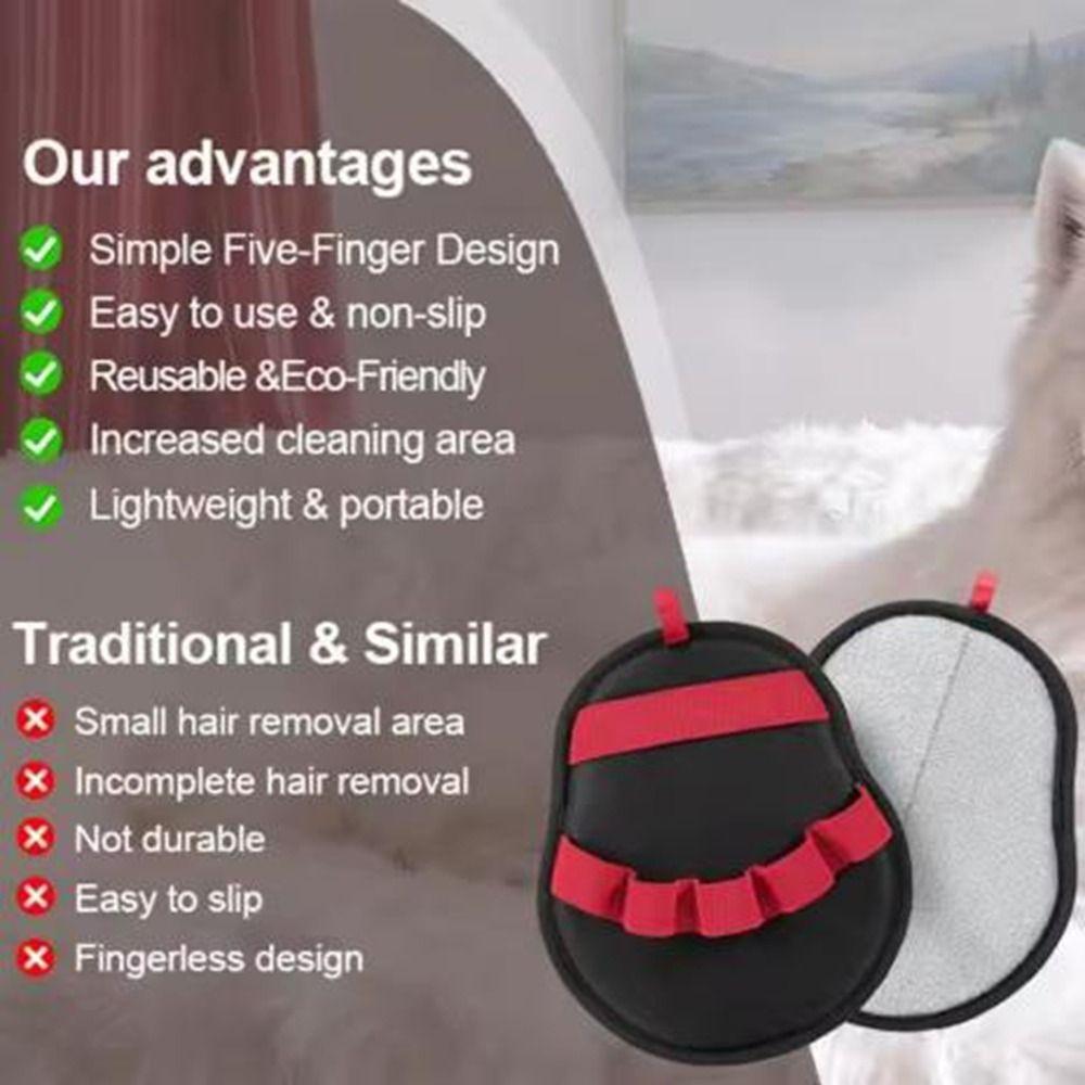 Cloth Pet Hair Removal Glove Hangable Electrostatic Cleaner 5-Finger Grooming Cleaner  Car Seat