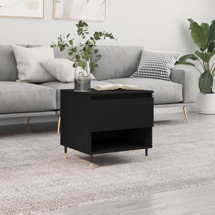 VidaXL Table basse noir 50x46x50 cm bois d’ingénierie 830894