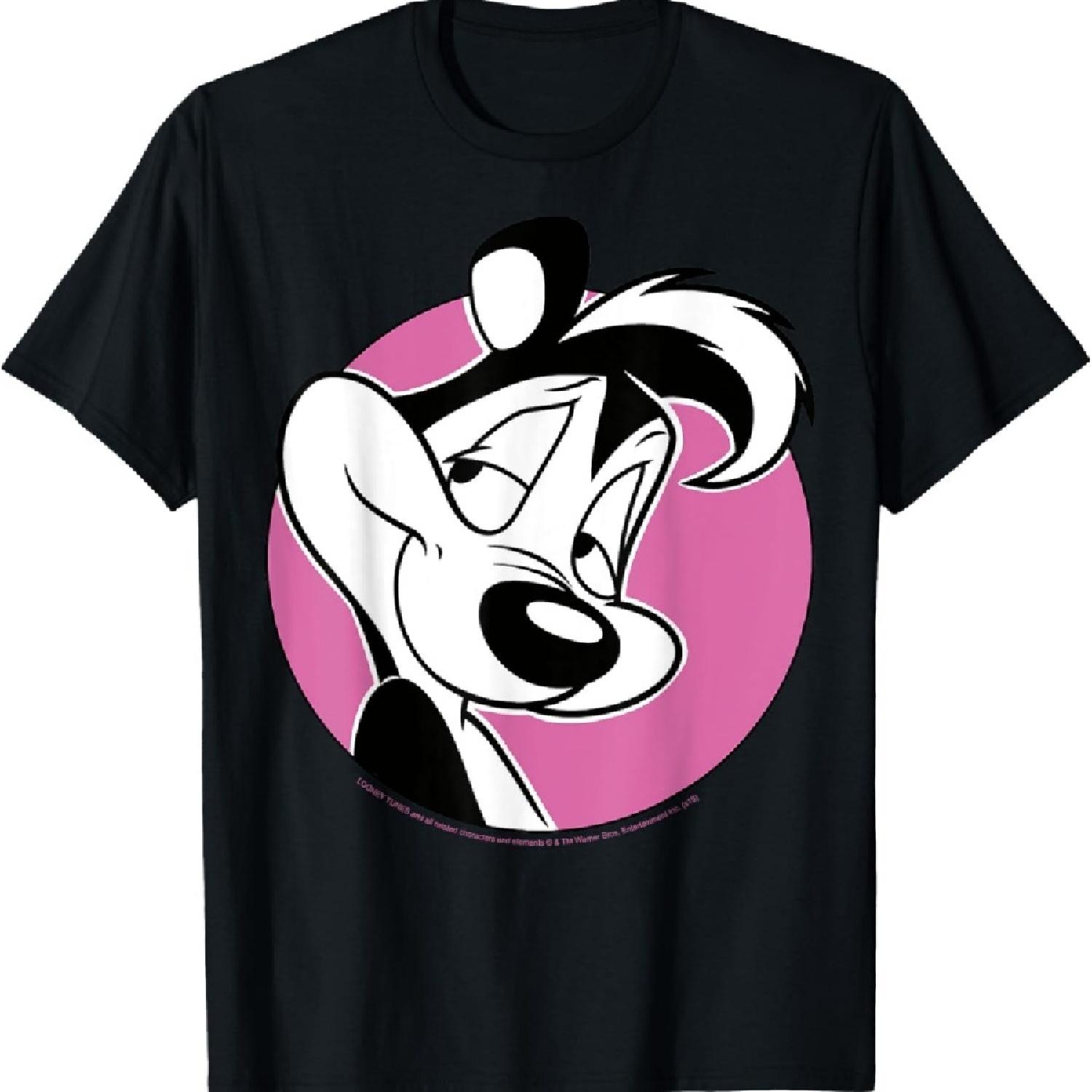 

Looney Tunes Pepe Le Pew Pink Circle Portrait T-Shirt M чорний