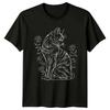 Elegant Feline Rose Blossom Art T-Shirt Cat Lover Birthday Gift For Him And Her